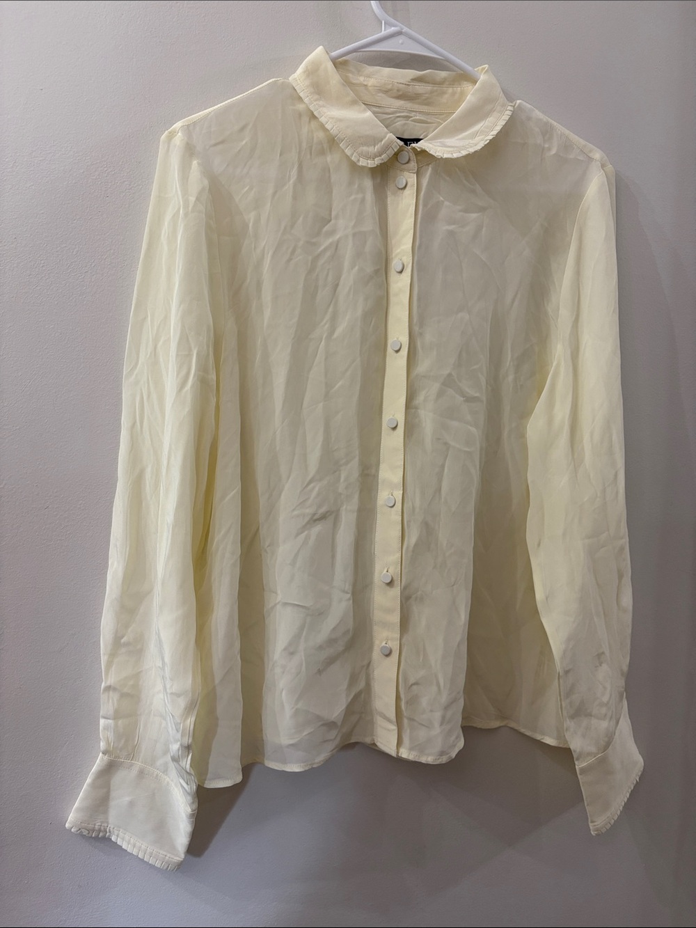 J crew NWT Ivory Button-Up Blouse with Peter Pan Collar - large